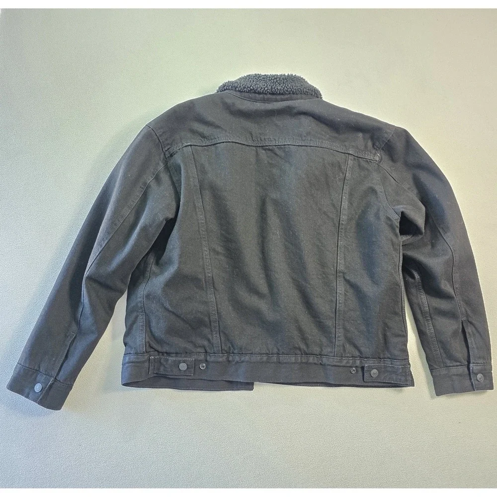 Levis Denim Jacket Adult Large Blk Sherpa Lined Black Tab Trucker Fleece